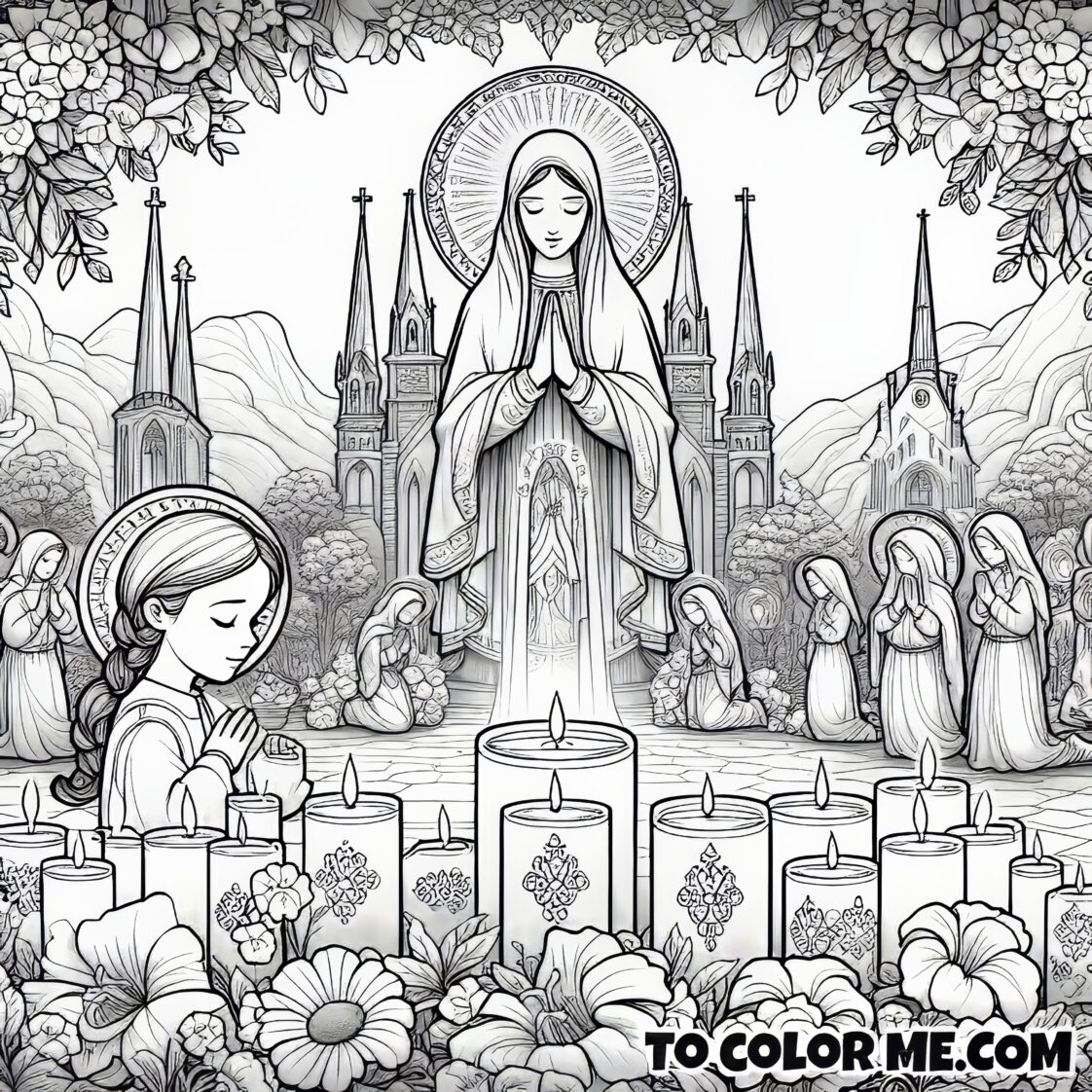 St. Bernadette’s Vision: Lourdes Coloring Pages for Kids – To Color Me ...