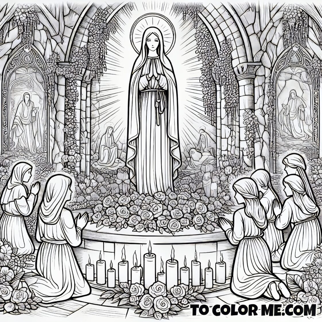 Massabielle Grotto Magic: St. Bernadette Coloring Page – To Color Me ...