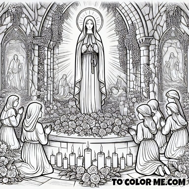 Massabielle Grotto Magic: St. Bernadette Coloring Page – To Color Me Free