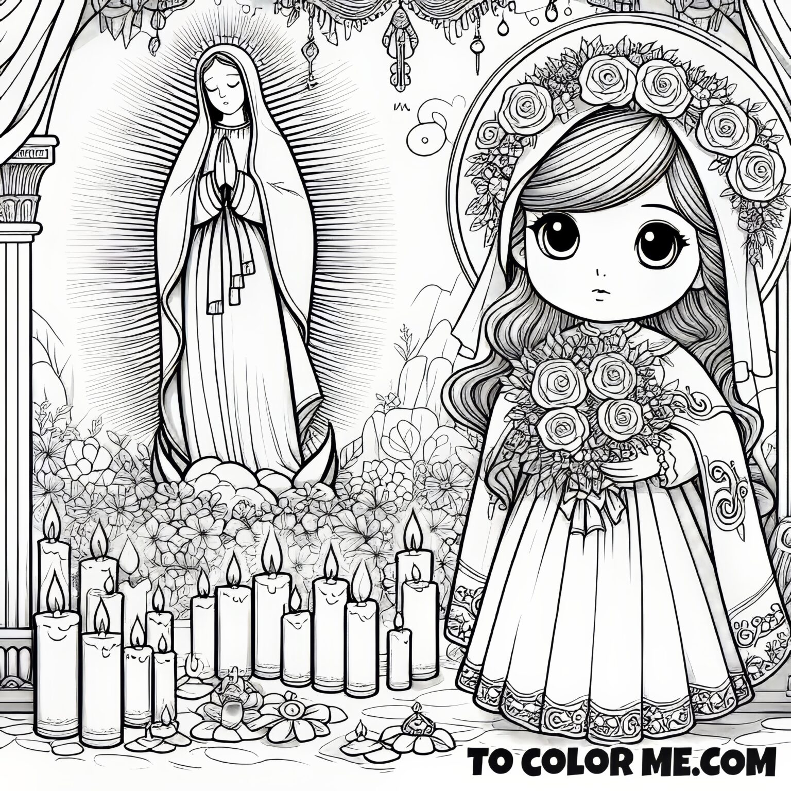 Bernadette and the Virgin: Serene Coloring Scenes for Kids – To Color ...