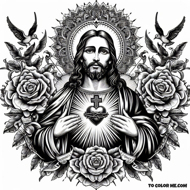 Jesus’ Heart of Compassion: A Sacred Coloring Page – To Color Me Free