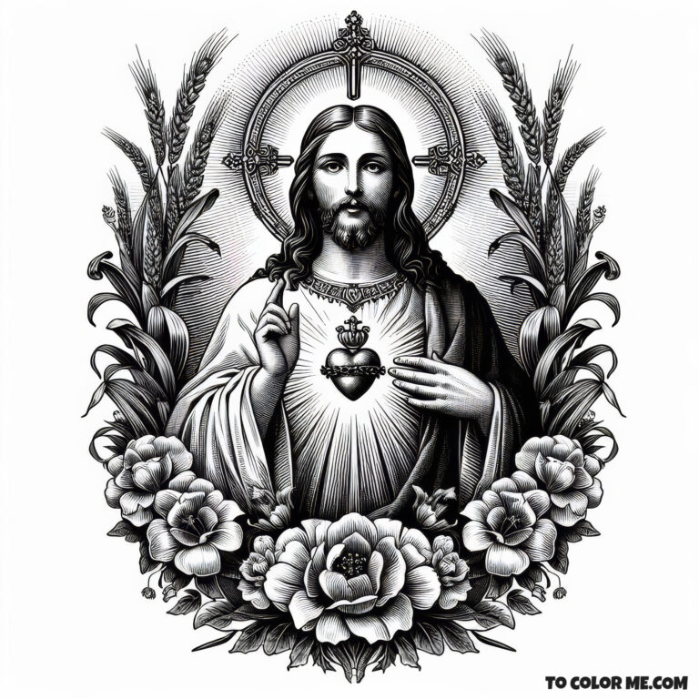 Colorful Devotion to Jesus’ Sacred Heart – To Color Me Free