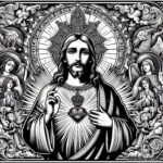 Sacred Heart of Jesus: A Coloring Page of Passionate Devotion