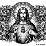 Sacred Heart of Jesus: A Coloring Page of Passionate Love