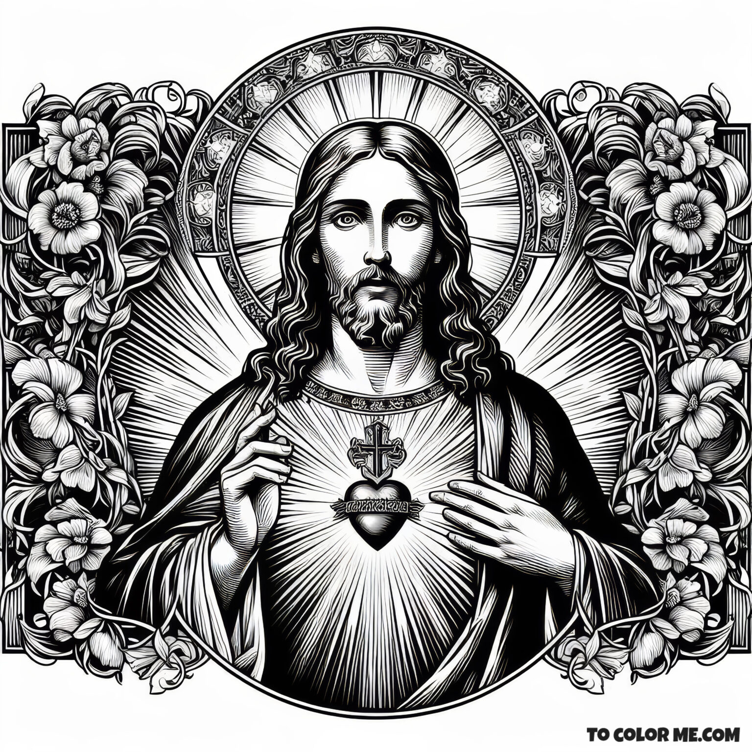 Sacred Heart of Jesus: A Coloring Page of Passionate Love – To Color Me ...