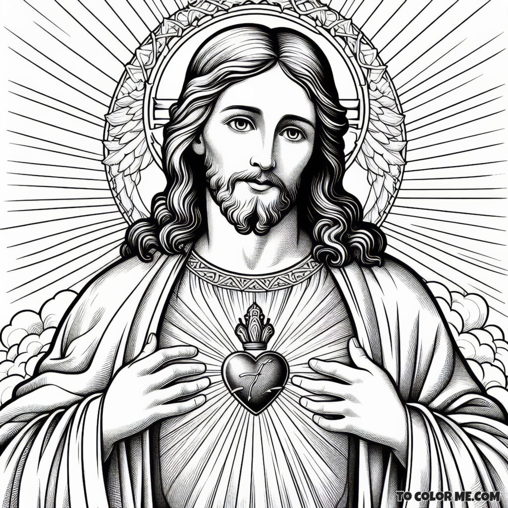 Jesus’ Heart of Sacrifice: A Coloring Page of Devotion